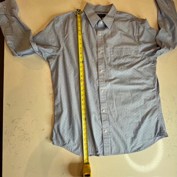 Banana Republic Men's Non-Iron Slim Fit Rivera Blue Dot Long Sleeve Shirt - Picture 12 of 13